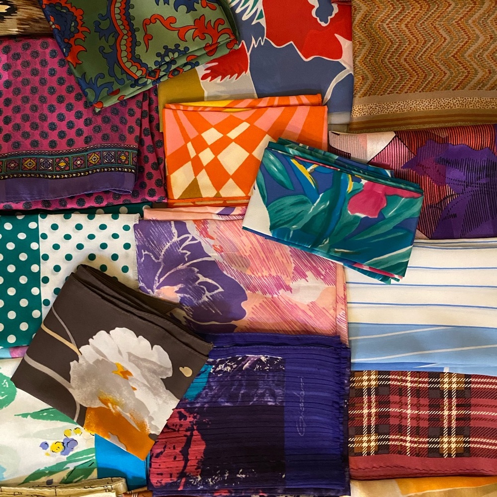 Lot of 29 long vintage scarves